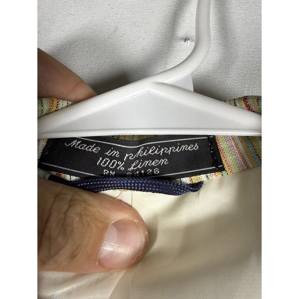 Haspel Sports Coat Men's 40R 100% Linen 3-Button Blazer Multicolor Stripe